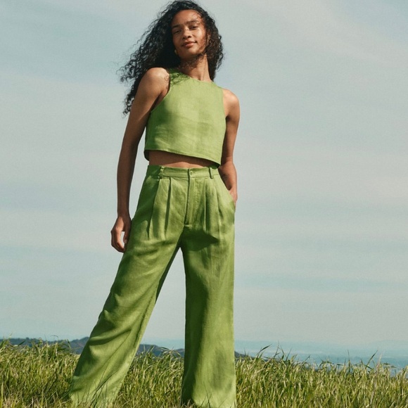 Reformation Pants - BNWT Reformation Vesta Linen Pants Avocado